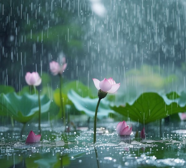 雨中荷韵，诗意盎然，荷塘雨趣赏心记,雨中荷韵，诗意盎然，荷塘雨趣赏心记,画卷,诗意,第1张