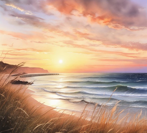 黄昏海边，画卷般的宁静美景,黄昏海边，画卷般的宁静美景,海边美景,第1张
