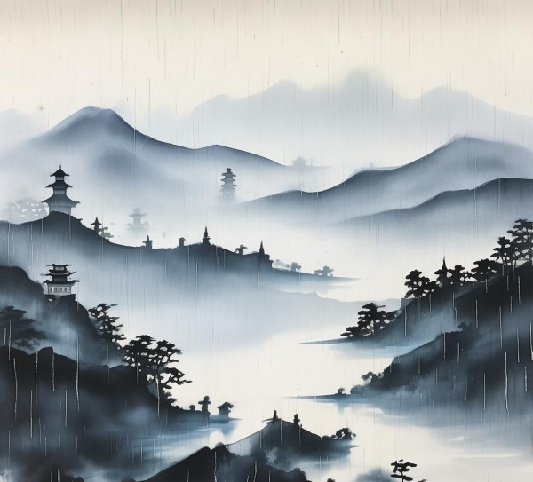 水墨烟雨，江南山水画卷,水墨烟雨，江南山水画卷,画卷,诗意,第1张