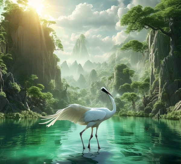 鹤舞碧波，鹤山风光探秘之旅,鹤舞碧波，鹤山风光探秘之旅,画卷,第1张